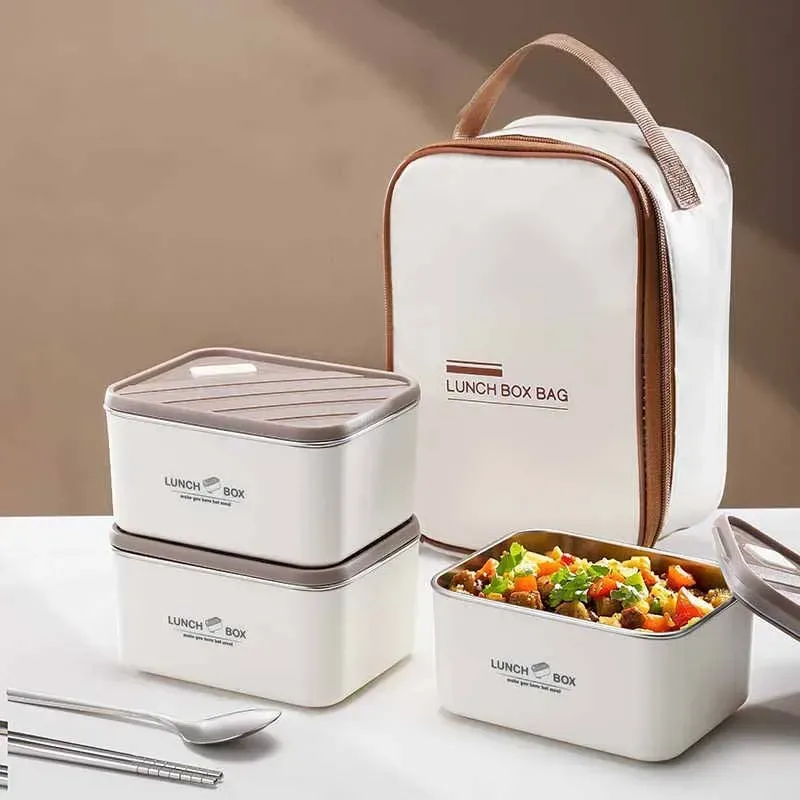304 Stainless Steel 3pcs Lunch Box with bag 00832