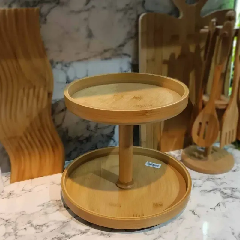 2 Layer Wooden Cake Serving Dish 00855