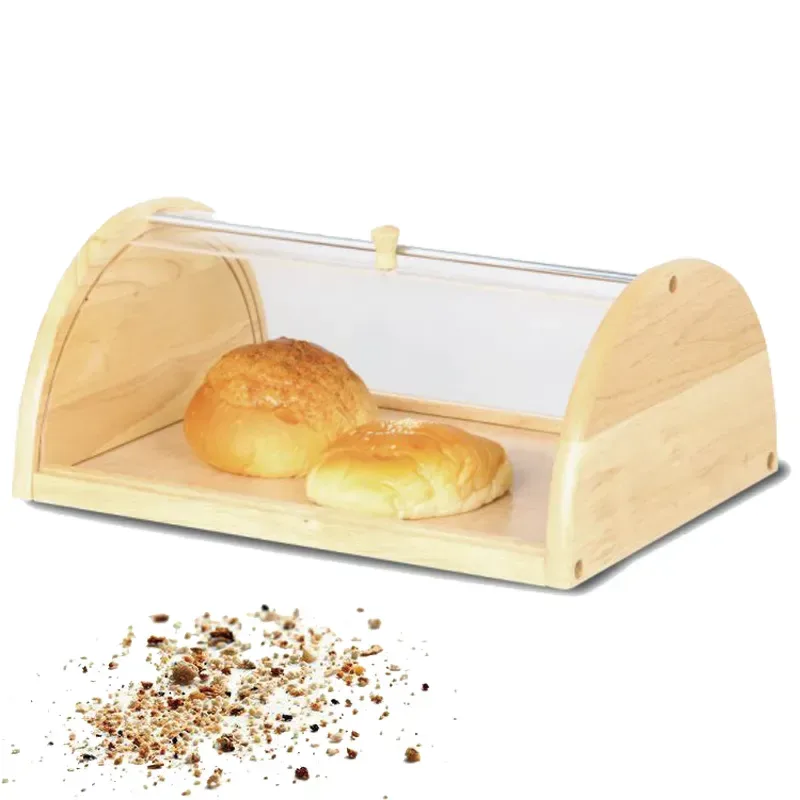 Wooden Bread Box, Serving Tray Acrylic Lid 00857