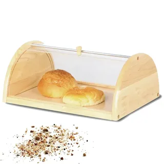 Wooden Bread Box, Serving Tray Acrylic Lid 00857