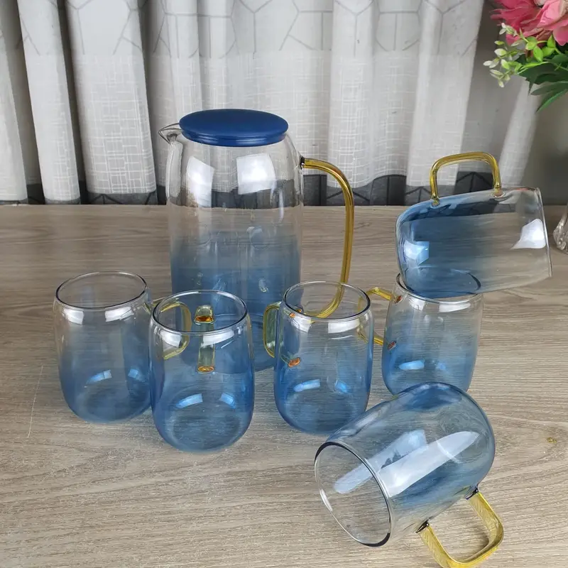 7pcs borosilicate jug set Blue 00324