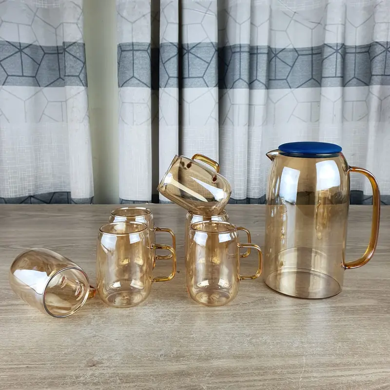 7pcs borosilicate jug set Golden 00324