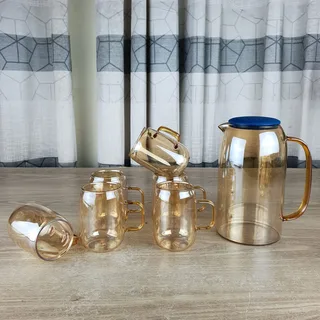 7pcs borosilicate jug set Golden 00324
