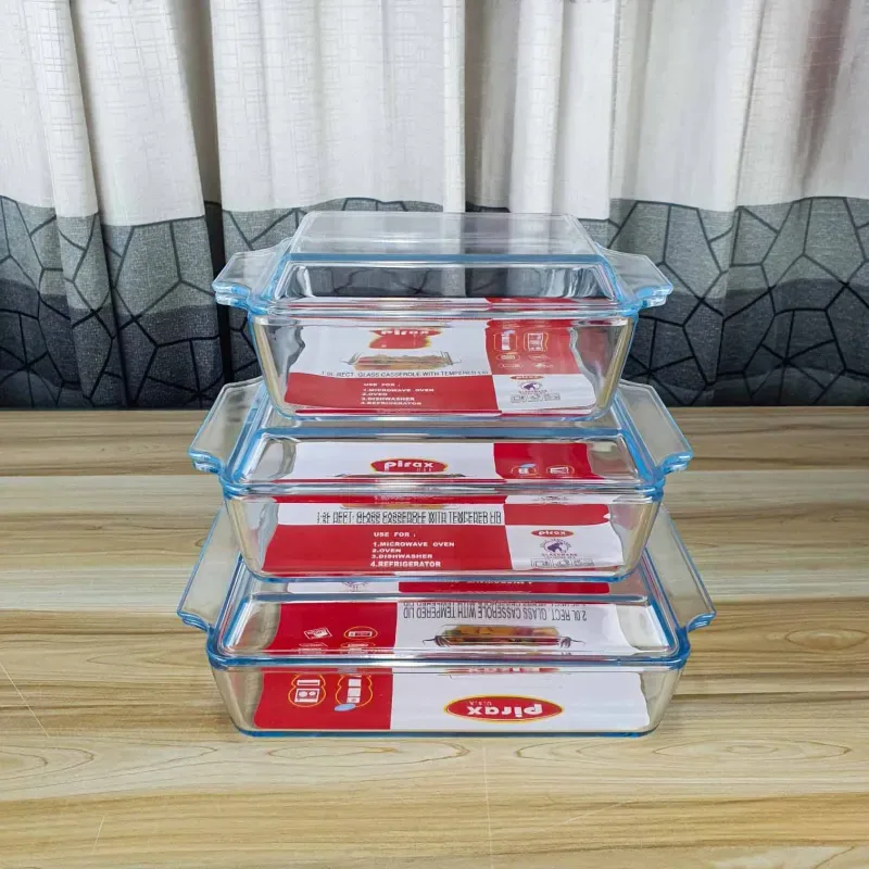3pcs Rectangular serving dish with lid 01377