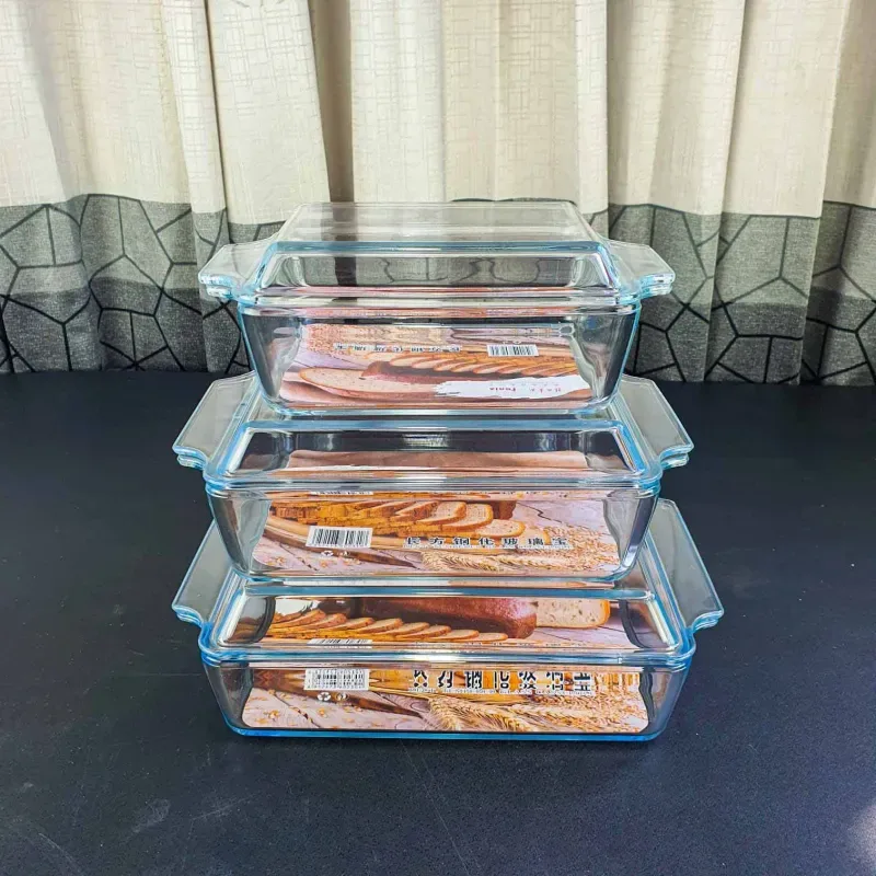 3pcs Rectangular Serving Dish with Lid 01377