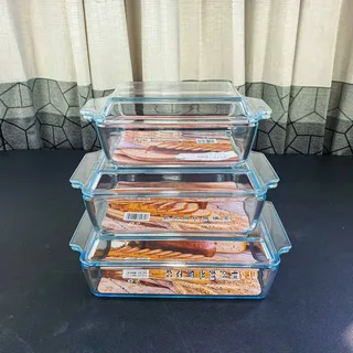 3pcs Rectangular Serving Dish with Lid 01377