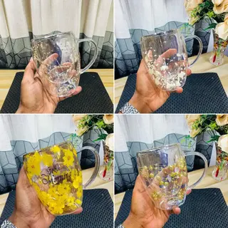 300ml Glass Mug Flower HDV 00915
