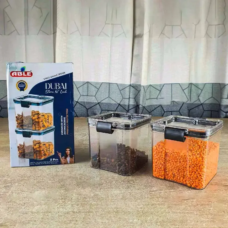 2 Pcs Able Square Acrylic Food Container 00803