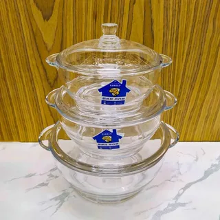 3pcs Pougine Round Serving dish with lid 00999