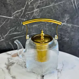 Step Design Glass Kettle Golden Handle 00926