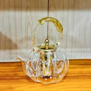 Heat Resistant Glass Kettle Round Staip Design 00878