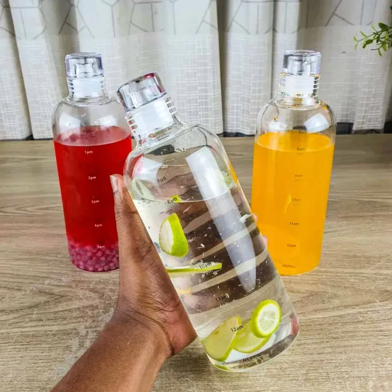 750ml Time Manage Glass Water Bottle