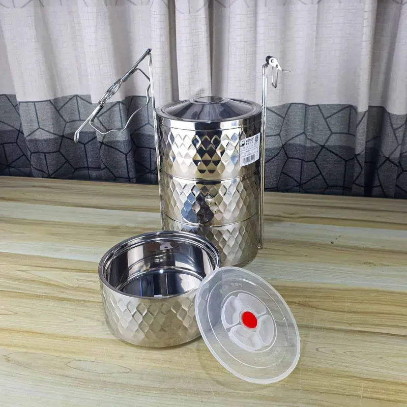 4pcs 16cm Hot & Cold Steel Lunch Carrier 00989