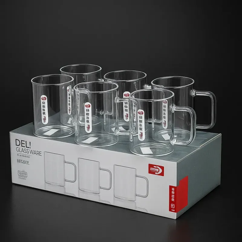 6pcs Borosilicate Glass Coffee Mug 270ml 01353