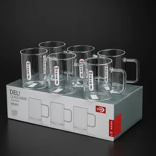 6pcs Borosilicate Glass Coffee Mug 270ml 01353